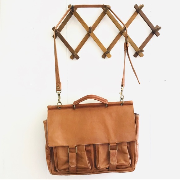 Vintage Other - Leather Messenger Laptop Crossbody Shoulder Bag